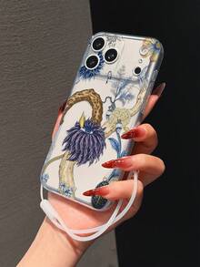 1個極簡透明防震防滑TPU軟手機殼，附UV噴漆紫色花卉圖案與1個透明矽膠掛繩，適用於7/8/7PLUS/8PLUS/X/XR/XR/XSMAX/11/11PRO/11PROMAX/12/12PRO/12PROMAX/12MINI/13/13PRO/13PROMAX/13MINI/14/14PRO/14PROMAX/14PLUS/15/15PRO/15PROMAX/15PLUS/16/16pro/16promax/16PLUS/17/17pro/17promax/AIR/GALAXY S25 S25PLUS S25ULTRA S24 S24PLUS S24ULTRA S23 - 彩色 - 查看 7