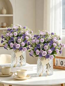 1/3/60 pièces Bouquet artificiel de lilas et d'œillets, texture réaliste, convient pour vase, maison, chambre d'hôtel, décoration de mariage, décoration de table, cadeau d'anniversaire, décoration d'automne et autres occasions, peut également être utilisé comme cadeau pour la maison - Prune - Voir 4