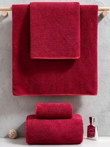 Toalla de hogar/baño de felpa de coral minimalista con estampado de piña a cuadros rojo, suave, absorbente y de secado rápido - Rojo - Ver 9