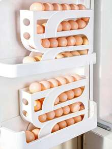 1pc Automatic 4-Tier Egg Rack, Self-Rolling Egg Dispenser, Stackable Egg Storage Box; Suitable For Refrigerator And Countertop; Easy To Clean, Washable, Space-Saving; Egg Storage Container, Refrigerator Organizer, Kitchen Accessory - Multicolor - View 1