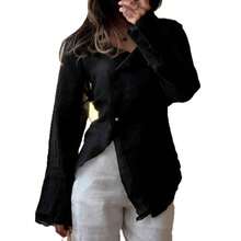 Women's Long-Sleeved T-Shirt With V-Neck, Tie And Asymmetrical Cut, Versatile And Casual, 2026 Collection - 紅色 - 查看 6