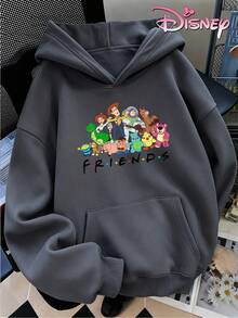 Disney Women's Hooded Sweatshirt, Unisex Sweatshirt, Toy Story And Friends Print Hooded Sweatshirt, 1995, Double-Sided Print. - Dark Grey - View 5