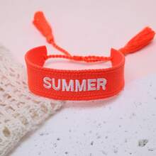 1件 SUMMER 字樣手鍊 波西米亞海灘度假風友誼手鍊 假期派對海邊旅行禮物手鍊 - 橘色 - 查看 4
