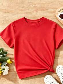 Mujer camiseta casual con estampado de personaje animado, tela suave, diseño holgado, cuello redondo, manga corta, primavera‑verano, uso diario, playera, chic. - Rojo - Ver 4
