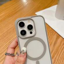 Funda Protectora a Prueba de Golpes con Marco de Doble Color MagSafe | Compatible con iPhone 11 12 13 14 15 16 17 Serie, Funda para iPhone 17 Pro Max, Funda Magnética Minimalista de Acrílico - Gris Claro - Ver 6