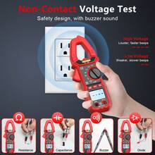 HYTAIS Professional TRMS TS-18D Clamp Meter, 6000 Counts Auto-Ranging, Can Test Current, Voltage, Resistance, NCV, Temperature. Equipped With LED Light, REL Function, Auto Power-Off, 27mm Wide Jaw, Suitable For Electricians, Automotive And Home Wiring Testing Precision Multimeter. - Rose Red - View 2