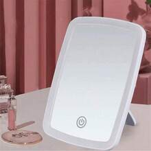 SOKANY USB Rechargeable Smart LED Makeup Mirror, 3 Color Temperature Lighting (White, Natural, Warm), Adjustable Brightness, Touch Operation, Portable Folding Design, Modern Makeup Mirror Suitable For Beauty Enthusiasts - White - View 9