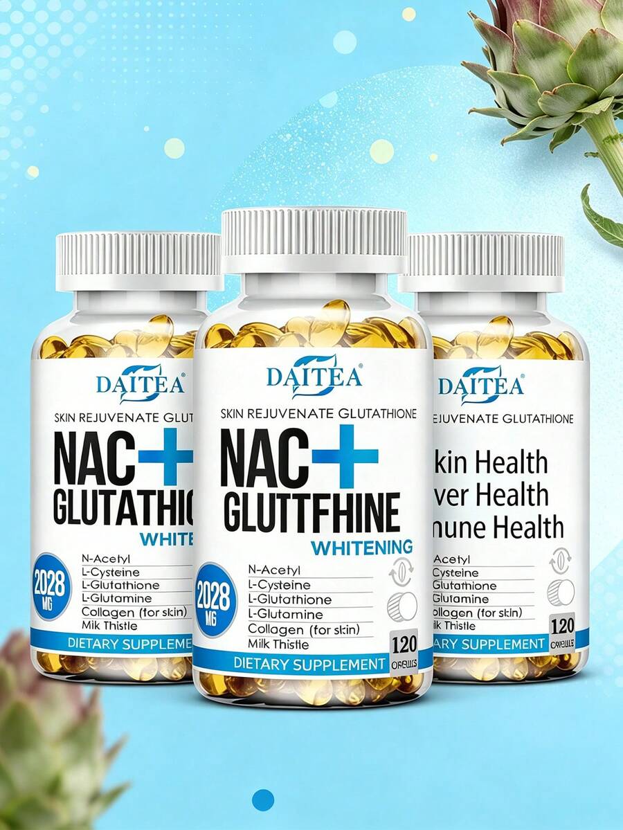 Daitea NAC & Glutathione Daily Supplement Capsules, 120 Count - 3bottel - View 1