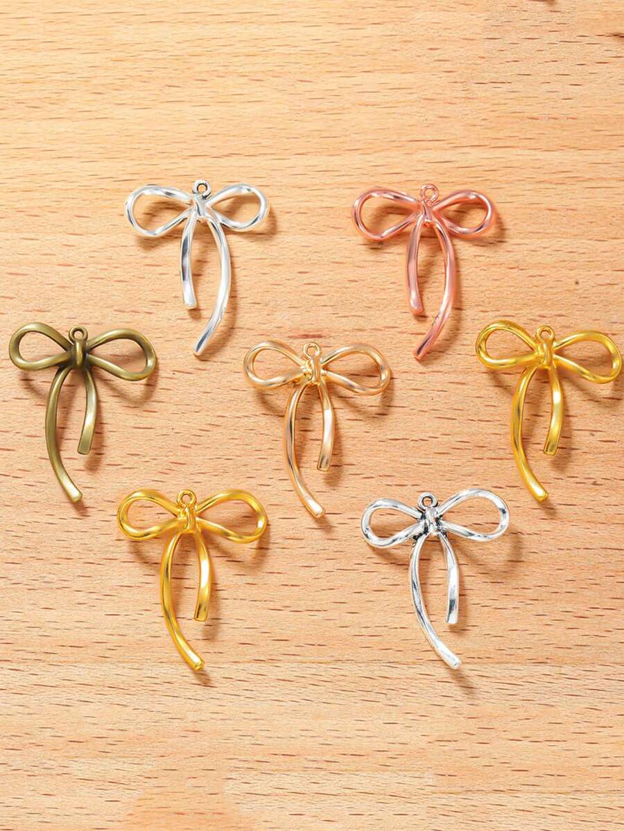 10個 20.5*25mm 多色蝴蝶結附金色吊墜 DIY 珠寶配件復古手鍊項鍊吊墜 - 領結吊飾 - 查看 1