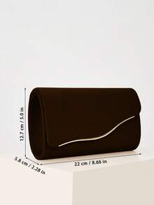 REMANLAND Luxury Solid Color New Women's Clutch Bag, Charming Fashion Flap Party Evening Bag, Perfect Wallet Design, Built-In Hidden Card Slot Compartment, Detachable Metal Chain Shoulder Strap, Suitable For Parties, Evening Events, Gatherings, Weddings And Other Occasions, Ideal Gift Choice. - Brown - View 4