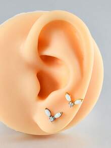 1 chiếc khuyên môi Snowflower G23 bằng titan nguyên chất 16G ren trong, đính đá CZ/Opal dáng marquise, khuyên tai helix, tragus, sụn, trang sức xỏ khuyên cơ thể - Như thể hiện trong hình ảnh - Xem 3