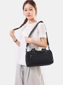 1pc Minimalist Solid Color Fashion Small Multifunctional Crossbody Storage Bag, Small Capacity Gym Bag, Versatile Women's Shopping & Work Shoulder Bag, Small Soft Bag Water-Repellent Fabric, Portable Lightweight Mini Gym Bag Gym - Multicolor - View 9