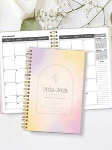 中性週/月計畫筆記本，2026-2028學年月計畫，附筆記功能，辦公與返校用品，成人禮物，教師禮物 - 彩色 - 查看 10