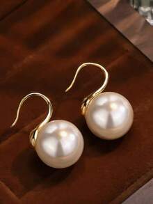 1 Pair Fashionable Elegant Pearl Earrings, French Retro Luxury Earrings Suitable For Daily Wear For Women - Baby Pink - View 8