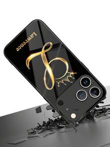 1 Peça Capa de Telemóvel Personalizada com Nome, Padrão de Coroa de Strass de Luxo, TPU Líquido com Borda Completa + Vidro Temperado, À Prova de Choques e Riscos, Compatível com Apple 17 ProMax/16 ProMax/15 Pro/14 Plus/13 Pro/12 Pro Max/11/Xs Max/8/7/6 Plus, S24 Ultra/S25 Ultra, Compatível com Redmi/Phone, Versão Internacional, Não a Versão Doméstica - Preto 2 - Ver 4