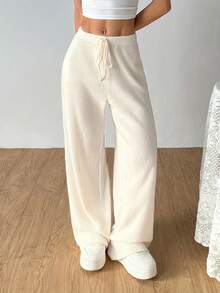 Pantalones deportivos mujer: corte , sueltos, color sólido, estilo con costillas.Ideales para correr, salidas o casa.Todas las estaciones, lavables a máquina. - Albaricoque - Ver 5