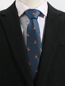 1PC Fashion Casual Men's Simple Versatile Fish Pattern Tie Suitable For Daily Commute, Banquet, Party Matching - Multicolor - View 6