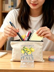 "Lemon Sorrento Italy" Pattern White Polka Dot Beach Tote Bag Set With Bow Ribbon, Large Capacity Foldable, Can Be Used As Shopping Bag, Travel Bag, Commuter Bag, Ideal For Beach Trips, Pool Parties, Shopping And Daily Use, Suitable For Women, Travelers And Beach Lovers, Perfect For Spring Break, Easter, Vacation And Gifts, Can Be Used As Beach Bag, Shopping Bag And Travel Companion - Multicolor - View 7