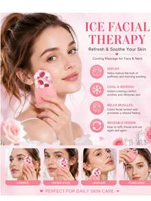 3/1pc Multi-Functional All-Scene Pink Ice Beauty Roller Facial Massage Tool, Premium Reusable Silicone Cold Compress Tool, Suitable For Home Self-Care, Facial And Eye Care, Acne Treatment, Skincare, Facial Gua Sha, Beauty Self-Care Ice Cube Mold - A - View 6