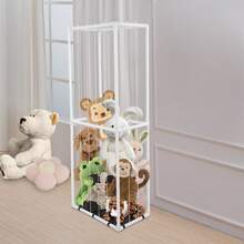 White PVC Vertical Stuffed Animal Storage Organizer, Floorstanding Plush Toy Holder With Elastic Rope For Bedroom Playroom - White - View 11