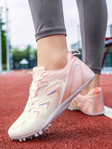 Professional Racing Track Spikes, Suitable For Middle School Physical Fitness Test And Daily Training, PTPU Wear-Resistant Outsole With Replaceable Steel Spikes, Suitable For Synthetic Tracks; Lightweight Mesh Upper Breathable And Dry, Cushioning Structure Absorbs Landing Impact, Versatile For Sprinting, Long Jump, Hurdles, Preferred Choice For Student Athletes Training. - White Powder 5755 - View 9