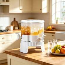 360° Rotating Drink Dispenser With Tap – 3 Compartment Beverage Dispenser - White - View 3