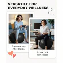 Exercise Ball Yoga, Pilates Fitness - Stability Ball Equipment Home Gym Office Chair, Core Balance Training Accessories, Physical Therapy Equipment, Quick Pump Included, 5 Sizes - Black - View 7
