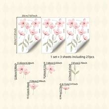 1/3 Sheets Cute Flower Growth Chart Sticker For Kids, Cartoon Height Measurement Wall Decal, Removable Nursery Room Decor, Baby Girl Boy Height Tracker, Home Decoration Accessories​ - Multicolor - View 11