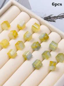 6pcs 8mm UV Sensitive Color-Changing Resin Square Loose Beads, High Transparency Fine Glitter Gradient Beads, DIY Beading Material - Square Light-changing Gradient Beads - View 13
