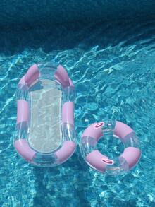 Light Purple Transparent Glitter Mesh Inflatable Water Hammock, Adult Pool Floating Lounge Chair, Summer Swimming Pool Lake Beach Toy - Multicolor - View 4
