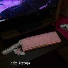 [Teclas de color rosa opaco tipo gelatina] talla grande de 130 teclas, material PBT, perfil MDA, juego completo de teclas personalizadas DIY para teclado mecánico, compatibles con interruptores MX, diseños de teclado de 61/64/68/75/84/87/98/104/108 teclas, rosa gelatina, regalo perfecto, teclas de teclado, colección de teclas, accesorios de teclado, teclas de teclado mecánico, teclas PBT, teclas, teclas sublimadas, teclas intercambiables - Ver 3