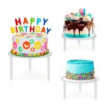 Support de gâteau rond décoratif pour table de desserts, présentoir en acrylique, support d'affichage transparent avec ornement en cristal pour anniversaire et mariage - Blanc - Voir 5