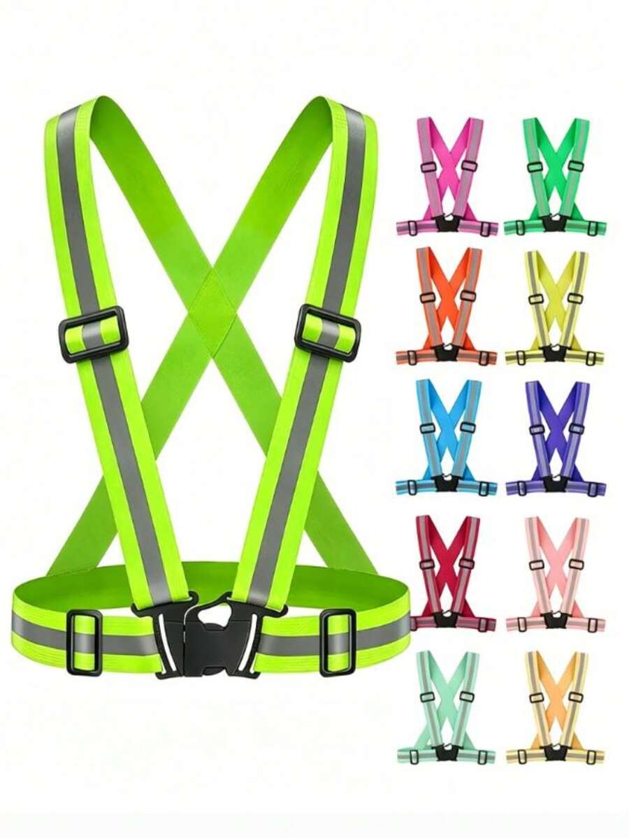 1pc Adult Reflective Adjustable Vest Strap, Suitable For Night Running, Night Cycling