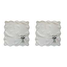 2/4pcs Cocktail Coaster Embroidered Napkins Cloth Placemat Party Supplies 6"X6" Washable Table Decorations Polyester Retro Rural Style Home Decor - White - View 8