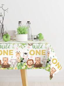 1件野生動物主題一次性桌布，Wild One 生日桌布，叢林生日桌布，嬰兒派對桌飾，生日派對裝飾桌墊，叢林主題派對桌巾，桌裙，生日派對用品，戶外野餐露營桌組，廚房餐具，房間裝飾，家居裝飾，第一週年生日禮物，派對伴手禮 - 動物1歲 - 查看 7