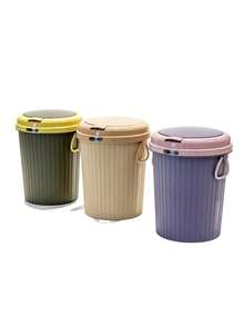 1pc Press-Type Lidded Trash Cans, Thickened Plastic Bins Available In Multiple Sizes, Odor-Proof Portable Garbage Pails For Kitchens, Living Rooms And Bathrooms. - Multicolor - View 5