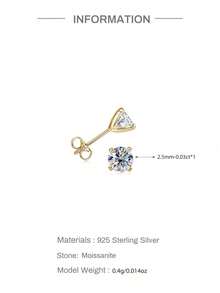 AnlaScheer 1件 0.03-0.5ct 莫桑石 925純銀全鋪滿平背螺旋耳軟骨穿刺耳環，女款訂婚婚禮新娘珠寶 - 金色 - 查看 10