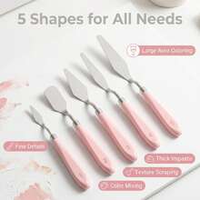 5pcs Pink Handle Palette Knife Stainless Steel Painting Knife Set Professional Painting Scraper Set For Gouache Acrylic Oil Paint - Sets - View 8