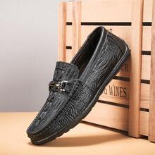 Spring Summer Men Loafers Genuine Leather Slip On Casual Shoes Crocodile Texture British Style - 2066棕色 - 查看 5