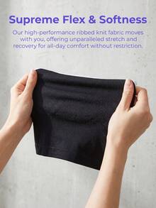 Women's Ribbed Slim-Fit Contrast Trim Shapewear Crop Top - Sleeveless Form-Fitting Tank Top - Black - View 6