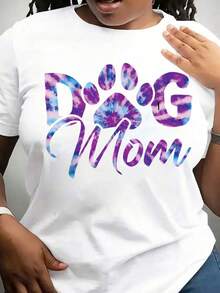 Women's Plus Size Summer Clothing, Dog Paw Print Shirt, Gift For Dog Lovers, Loose And Comfortable. - White - View 1