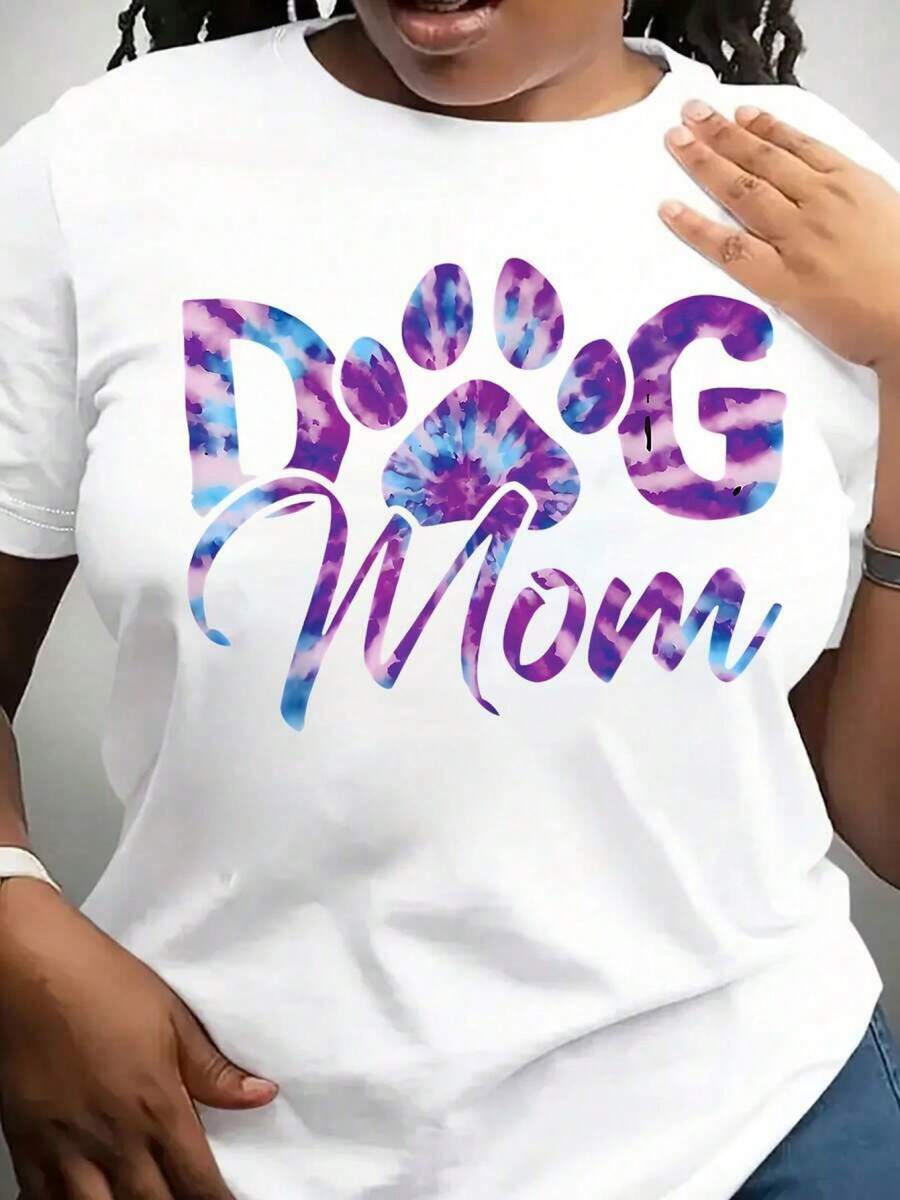 Women's Plus Size Summer Clothing, Dog Paw Print Shirt, Gift For Dog Lovers, Loose And Comfortable. - White - View 1