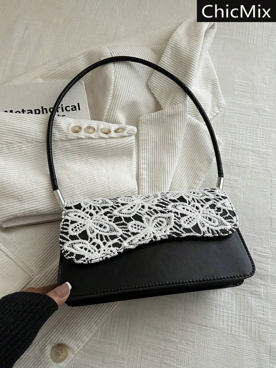 White Baguette Shoulder Bag With Wavy Flap, Women's Faux Leather Casual Handbag, Elegant Bag For Everyday Outings And Special Occasions, Summer Fashion - 駝色 - 查看 1