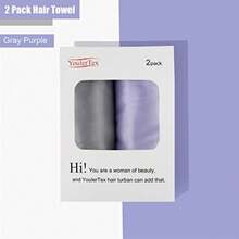 YoulerTex - Toalla de pelo de microfibra, paquete de 2 toallas para la cabeza para secar las mujeres, rizadas, largas, mojadas, secado rápido, antiencrespamiento, absorbente después de la ducha morado/gris - Morado/gris - Ver 8