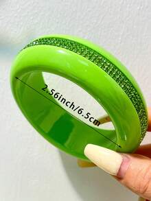 1 pieza Nuevo brazalete de color caramelo con contraste de diseño múltiple, material de resina, brazalete bohemio con espaciador envuelto, color vibrante, adecuado para joyería de capas diaria de mujeres - Multicolor C - Ver 9