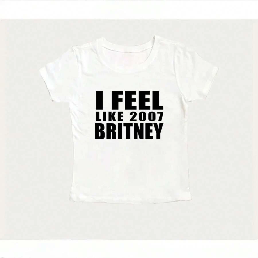 Vintage Y2K Style Crop Top From The 2000s With Letter Print, Casual Short Sleeve T-Shirt, Sexy And Daring Style, Fitted Summer Clothing For Women. - 酒紅色 - 查看 1