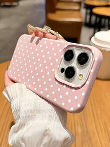 1PC Lychee Texture Polka Dot Phone Case Compatible With 17Promax 16Pro 15 14 13 12 11 Simple Fashion Women's - Multicolor - View 3