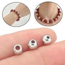 30pcs Stainless Steel Round Spacer Beads, Approx. 6mm Diameter, Hole Size Approx. 2mm/3mm, Polished Smooth Through-Hole Loose Beads, Bead Connectors, Decorative Beads, Suitable For DIY Jewelry Making, Necklaces, Earrings, Beading Accessories, Titanium Steel Bracelets, Jewelry Making Materials Beads & Bead Assortments - Stainless Steel Round Spacer Beads (30pcs) - View 6
