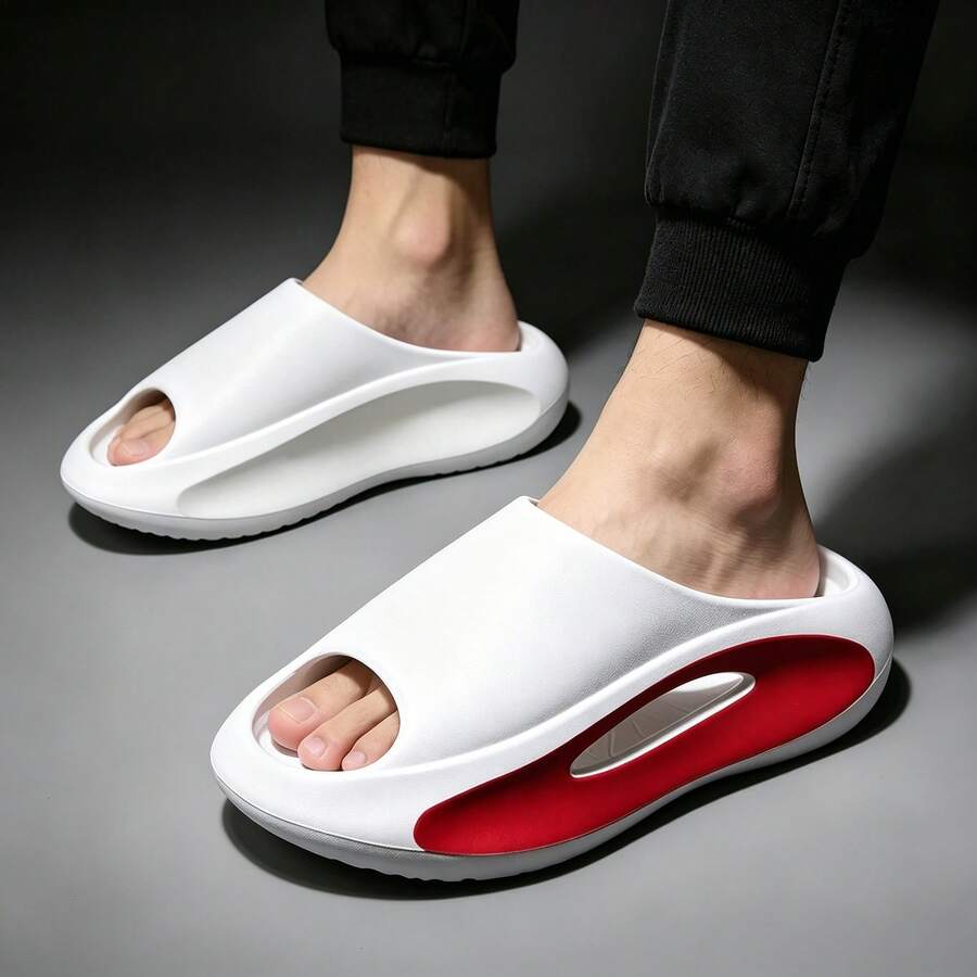 Spring/Autumn Yard Lawn Slide Sandals, Mecha Streamlined Side Window EVA Material, Outdoor Functional Style Women's Greenery Leisure Slippers - White - View 1