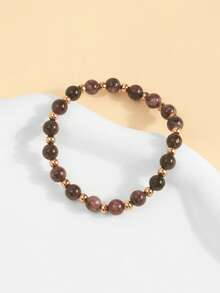 1pc Beaded Bracelet Niche Design Round Bead Bracelet Premium Feel Versatile For Daily Wear - Multicolor - View 5